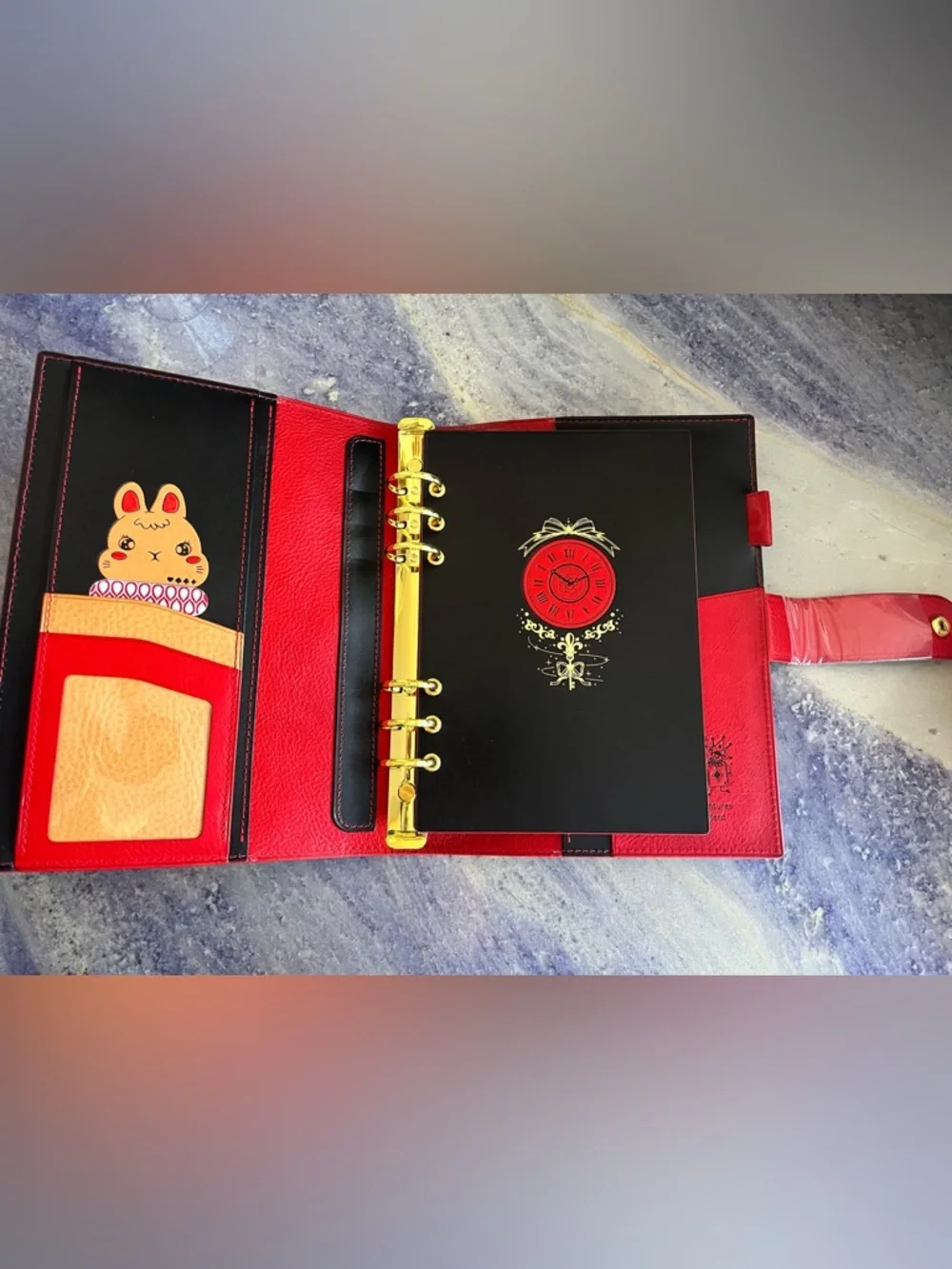 New A5 Ring Planner Cover Agenda Organizer Genuine Leather Alice in Wonderland